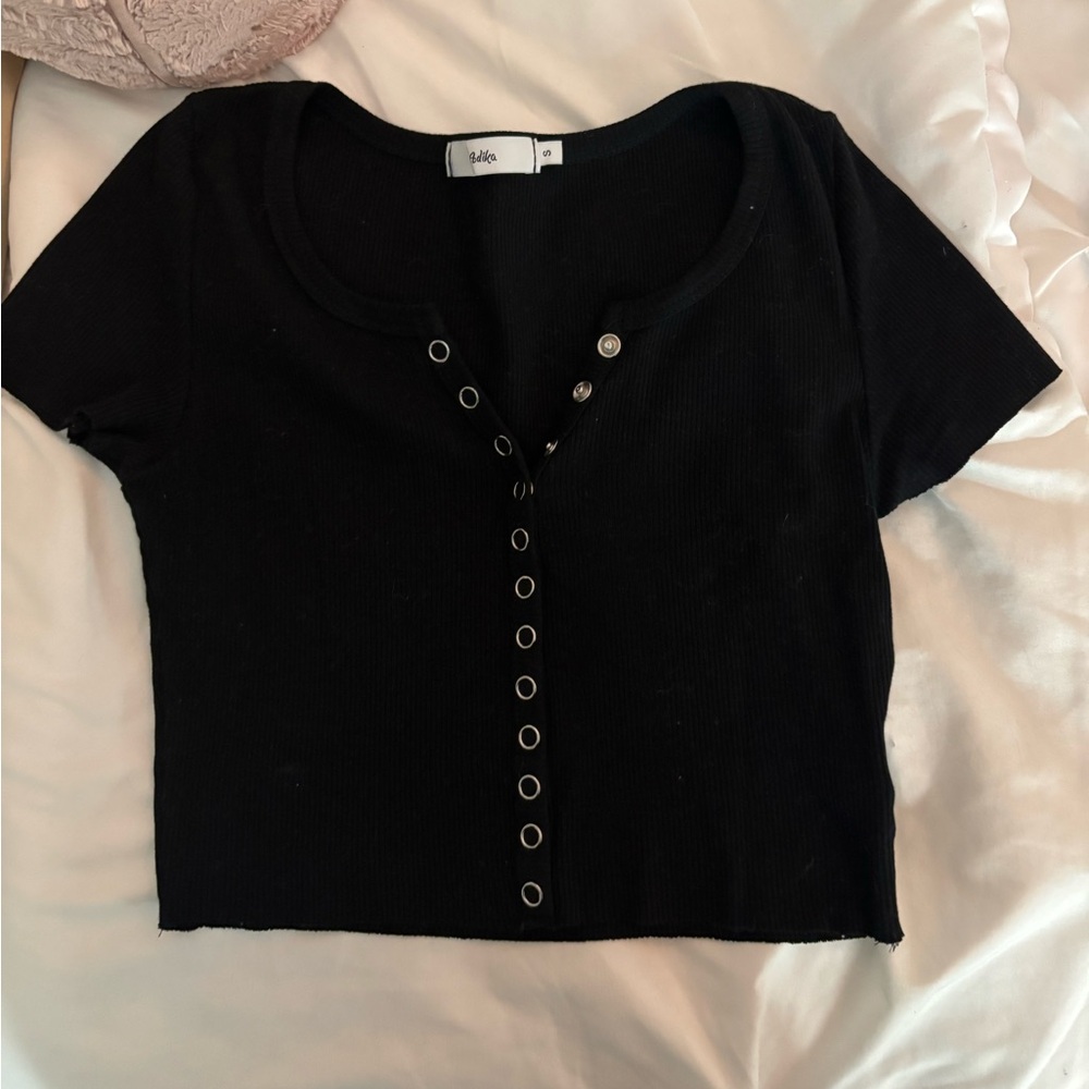 Adika Black Button-Up Top